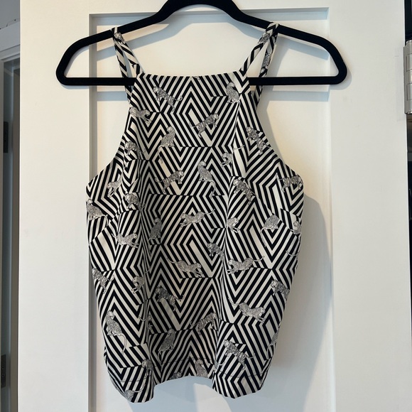 Black & White Abstract Cheetah Topshop Square Neck Tank [Size 4] - Picture 1 of 7